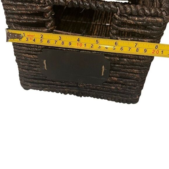 Dark Brown Rectangular Woven Wicker  Basket w/ side label space Size 14"x 7.5"x - Picture 9 of 11